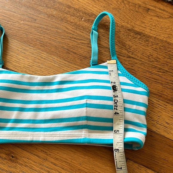 Lululemon Teal/White Striped Sports Bra 6 Yoga Spaghetti Strap - Picture 8 of 9